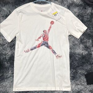 White Jordan T-Shirt with Red and black Graphic